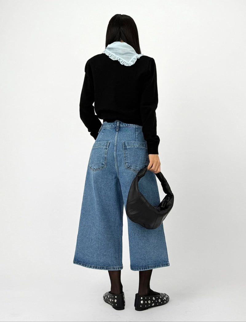 I'm here - Korean Women Fashion - #romanticstyle - Bermuda Denim Pants   - 6