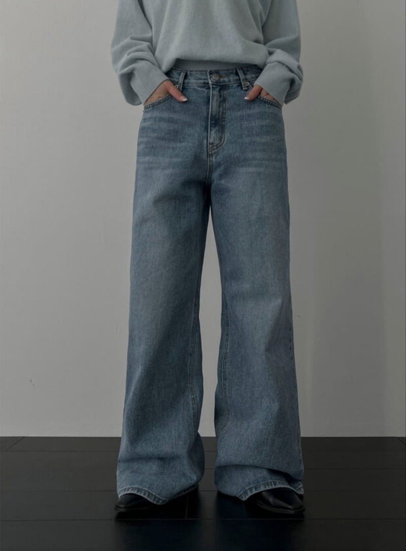 I'm here - Korean Women Fashion - #shopsmall - Back-Slit Stretch Wide Denim Pants   - 8