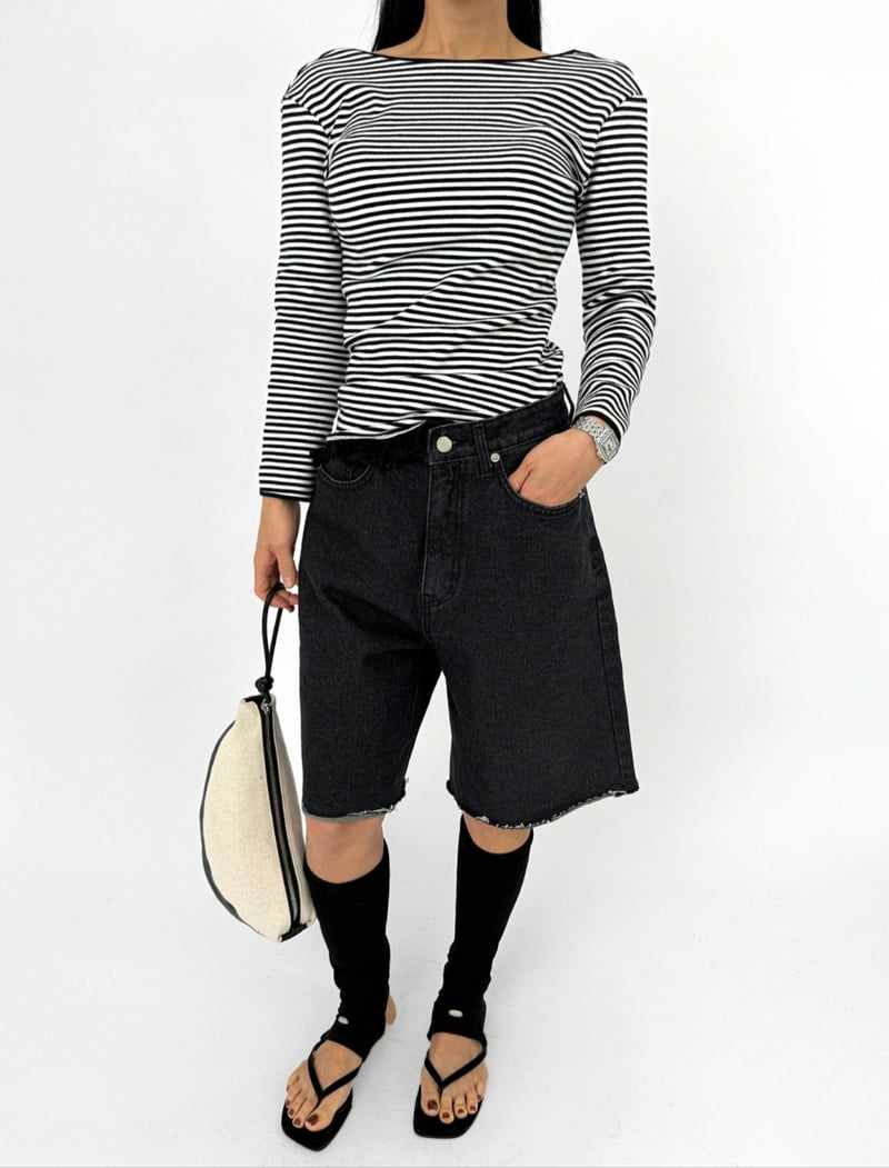 I'm here - Korean Women Fashion - #thatsdarling - Black Denim Shorts - 7