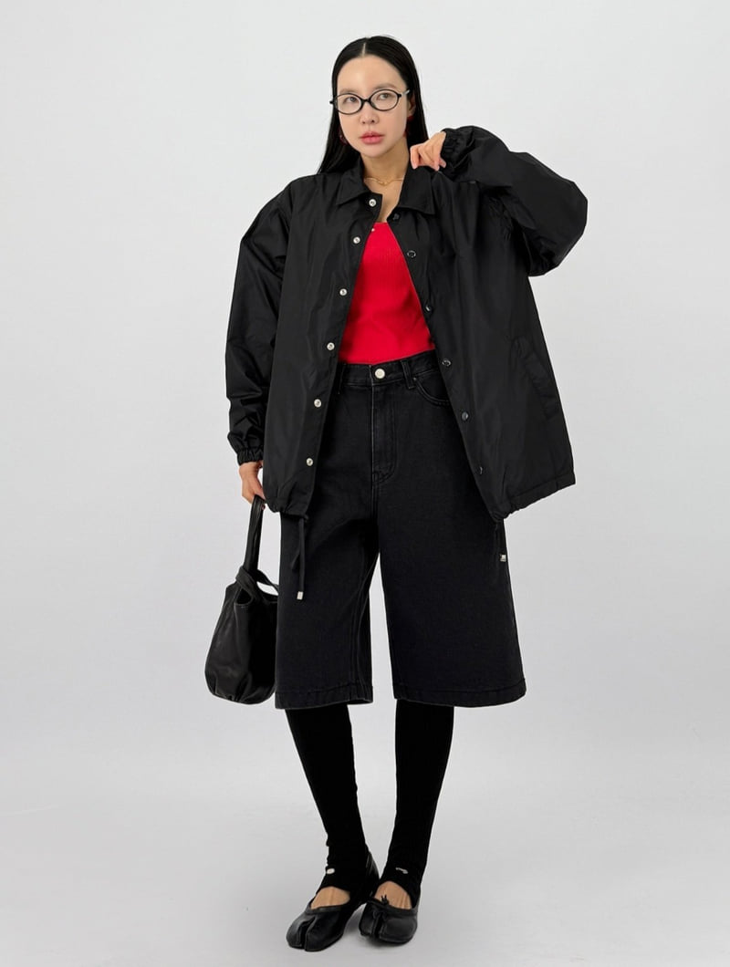 I'm here - Korean Women Fashion - #thatsdarling - Black Bermuda Denim Pants - 5