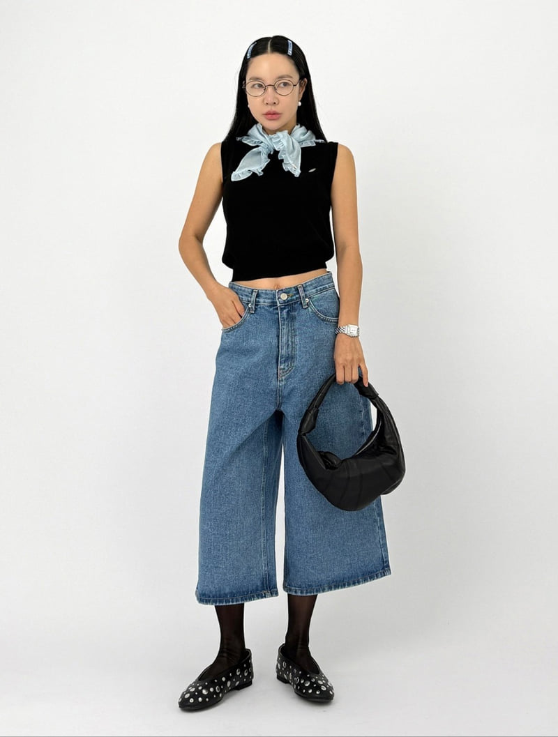 I'm here - Korean Women Fashion - #vintagekidsstyle - Bermuda Denim Pants   - 3