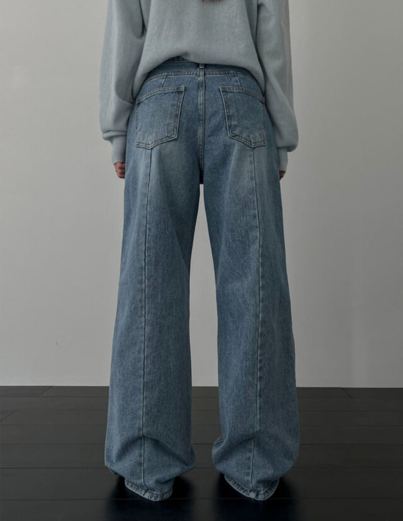 I'm here - Korean Women Fashion - #womensfashion - Back-Slit Stretch Wide Denim Pants   - 12