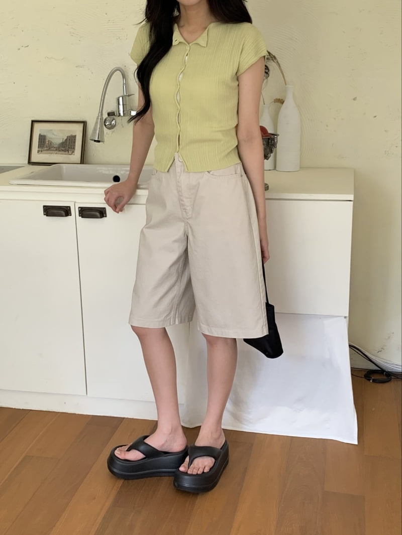 I'm here - Korean Women Fashion - #womensfashion - Bio-washed Bermuda Pants - 5