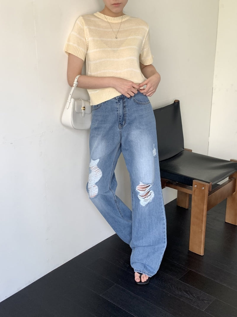 I'm here - Korean Women Fashion - #womensfashion - Vintage Straight Wide Denim Pants   - 2