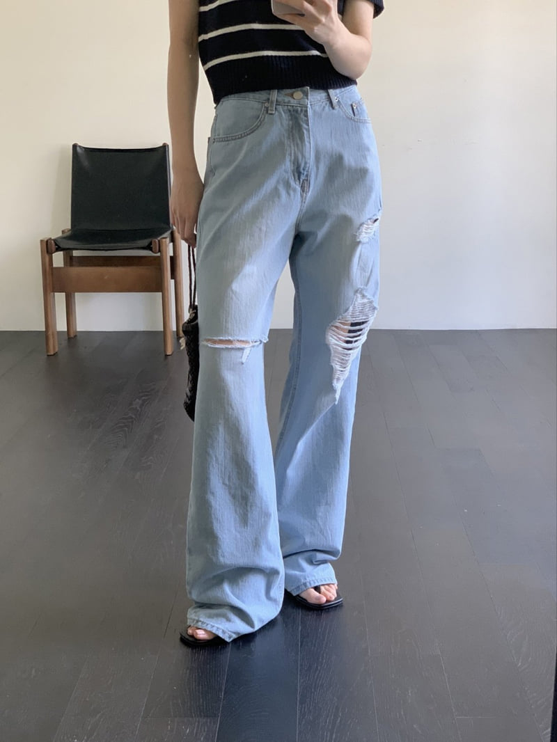 I'm here - Korean Women Fashion - #womensfashion - Vintage Straight Light Blue Wide Denim Pants