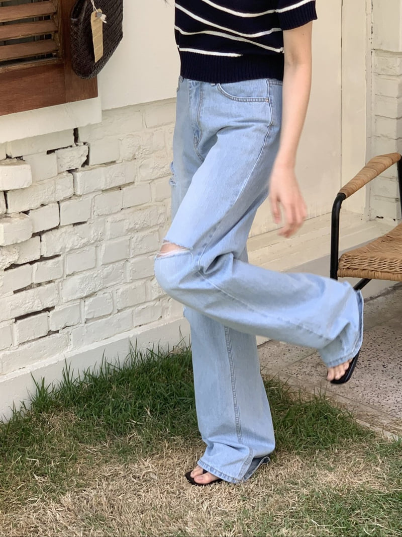 I'm here - Korean Women Fashion - #womensfashion - Vintage Straight Light Blue Wide Denim Pants - 9