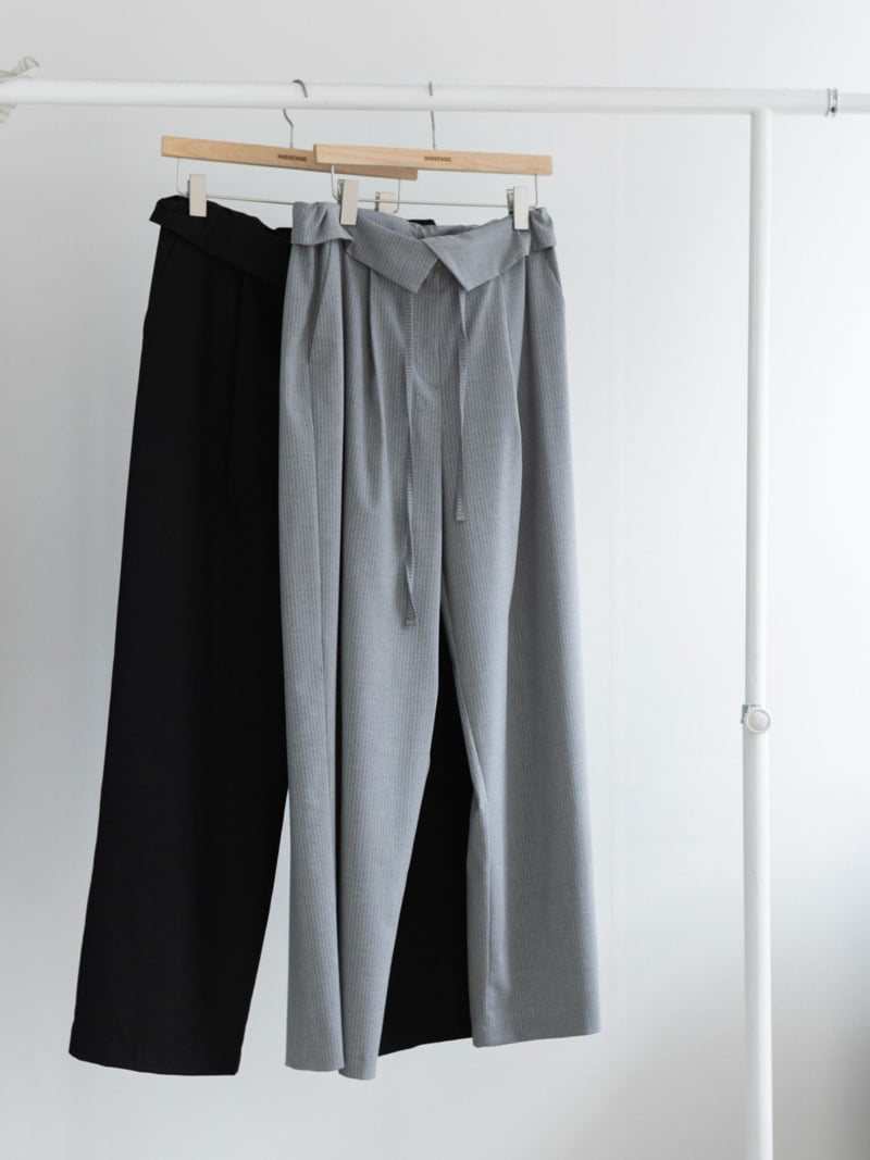 Inssense - Korean Women Fashion - #momslook - Flip Waist String Detail Trousers