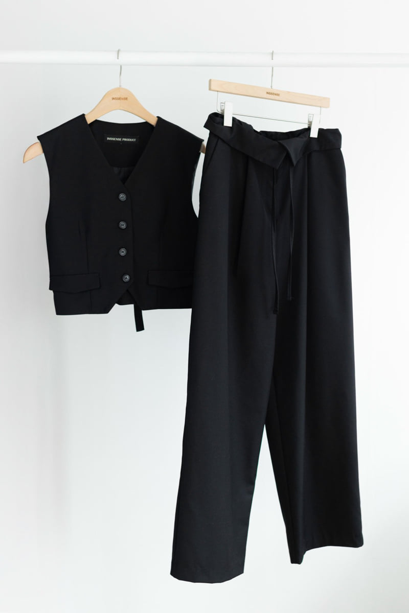 Inssense - Korean Women Fashion - #momslook - Flip Waist String Detail Trousers - 3
