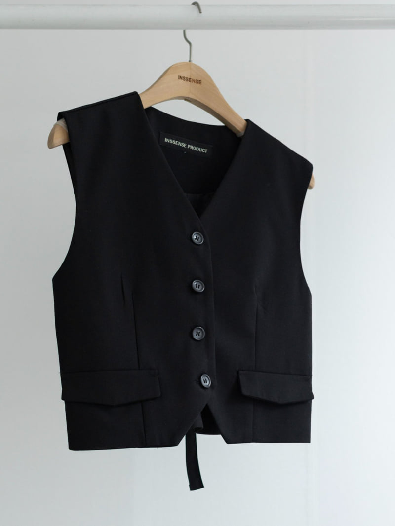 Inssense - Korean Women Fashion - #momslook - Back Belt Detail Vest - 2