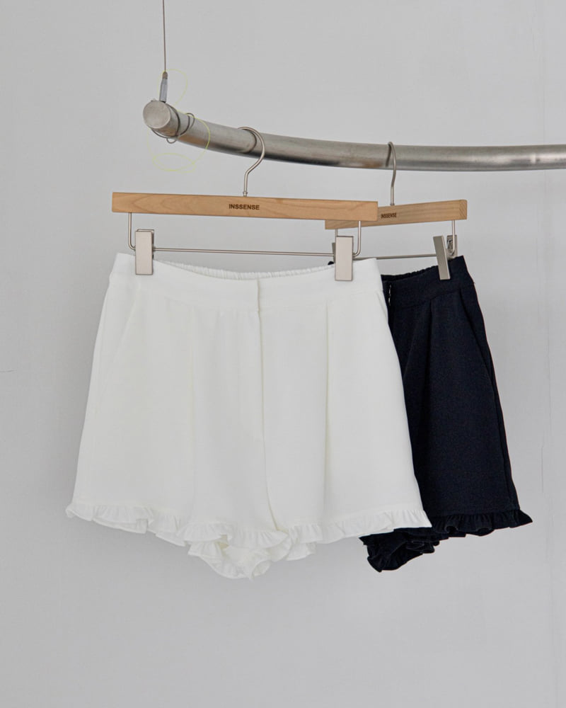 Inssense - Korean Women Fashion - #momslook - Crepe Frill Detail Banded Shorts