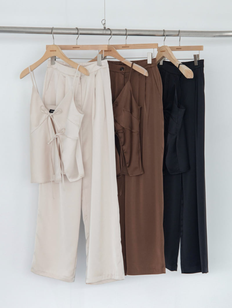 Inssense - Korean Women Fashion - #momslook - Pin-Tuck Silky Banded Wide Trousers - 3