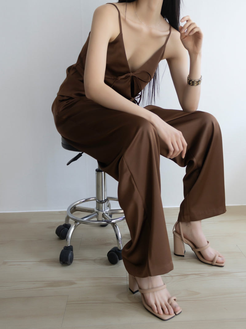 Inssense - Korean Women Fashion - #momslook - Pin-Tuck Silky Banded Wide Trousers - 5