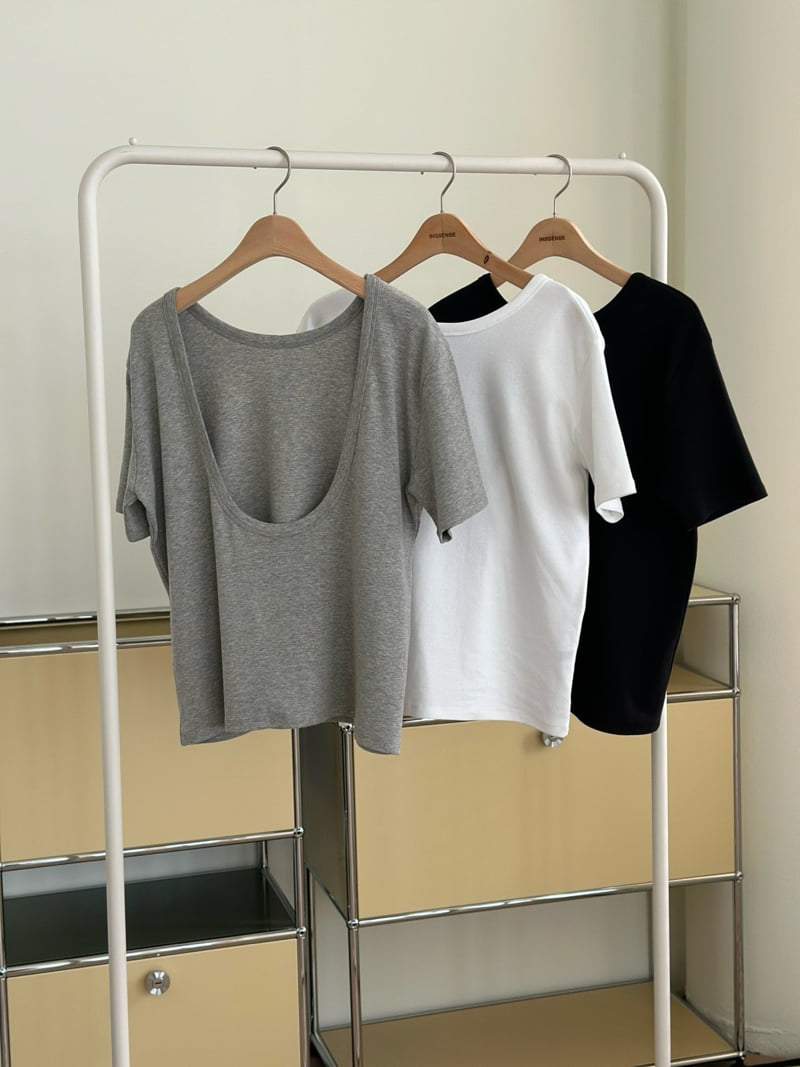 Inssense - Korean Women Fashion - #momslook - Cotton Modal Loose Fit Backless Tee