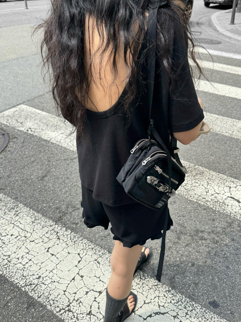 Inssense - Korean Women Fashion - #momslook - Cotton Modal Loose Fit Backless Tee - 2