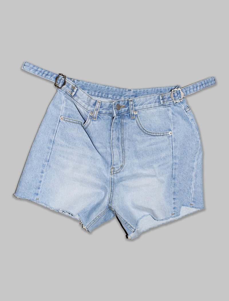 Inssense - Korean Women Fashion - #momslook - Side Slit Bead Detail Denim Shorts - 2