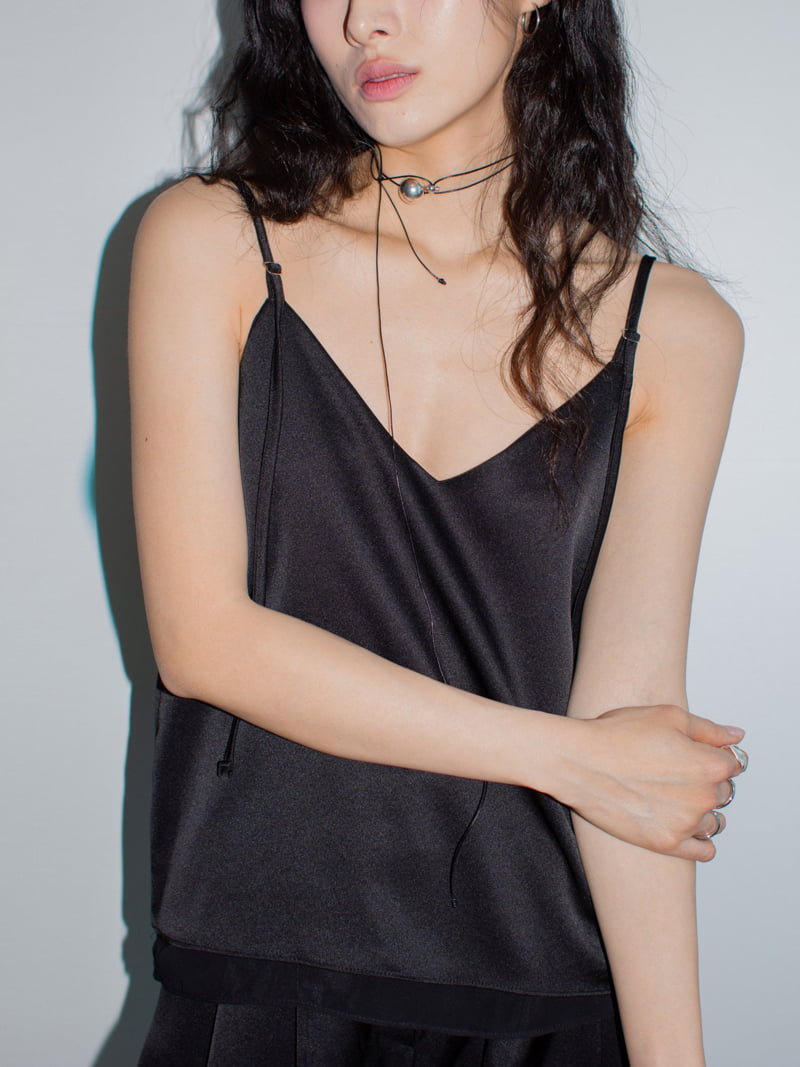 Inssense - Korean Women Fashion - #momslook - Silky Strap Fabric Layered Sleeveless Blouse - 11