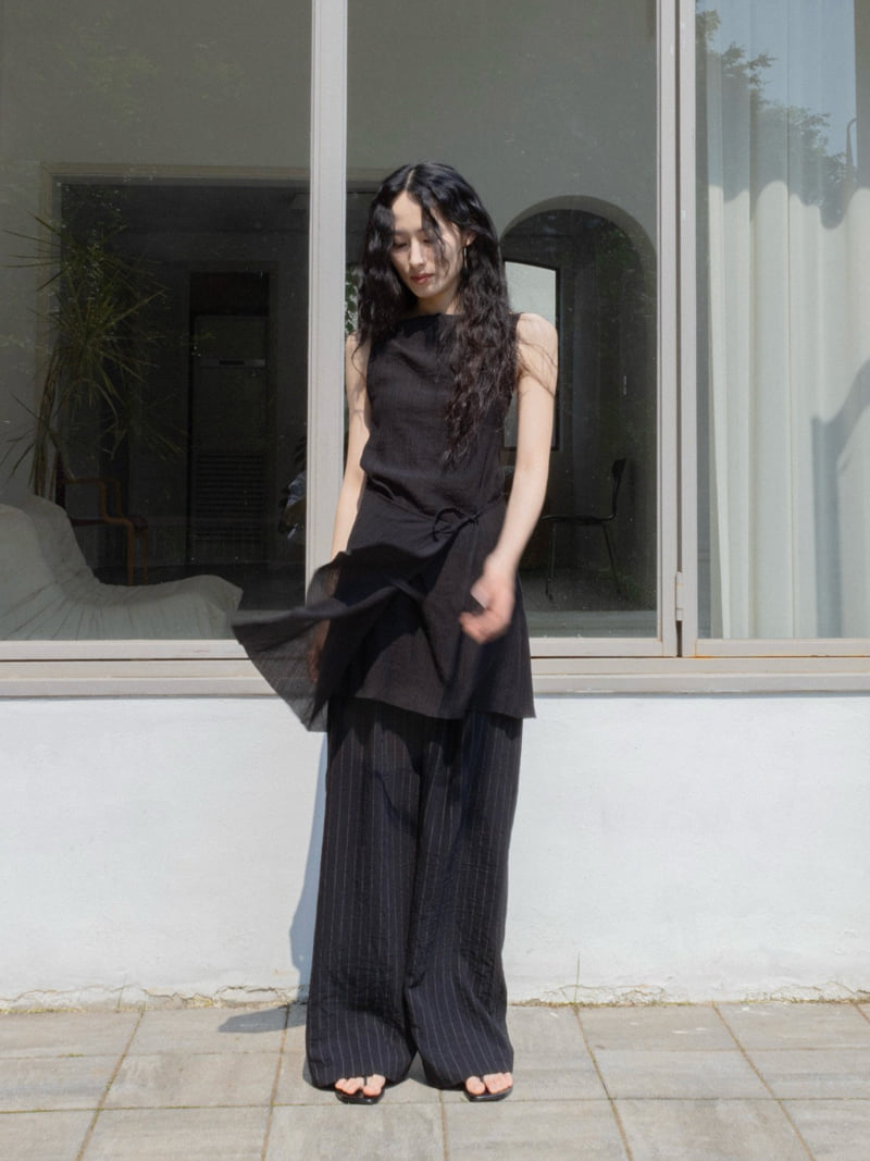 Inssense - Korean Women Fashion - #momslook - Crinkle Asymmetric Wrap Mini One-piece - 10
