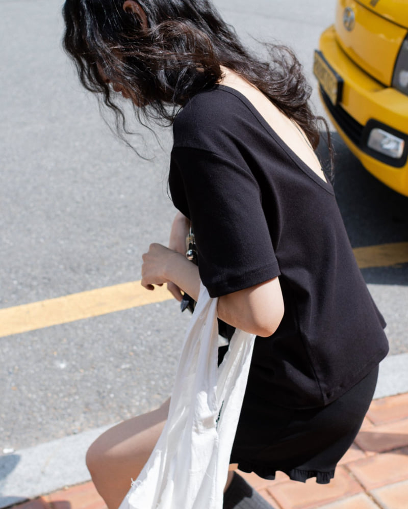 Inssense - Korean Women Fashion - #pursuepretty - Cotton Modal Loose Fit Backless Tee - 7