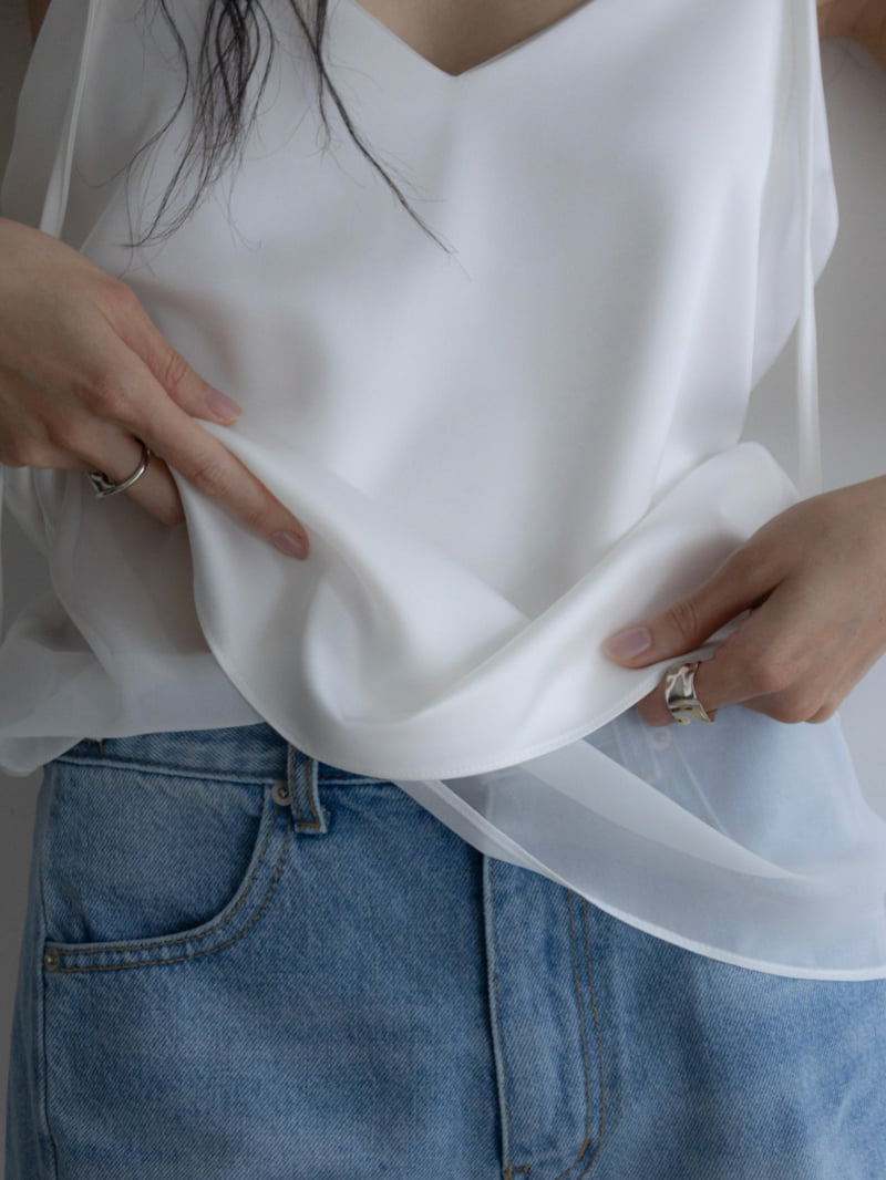 Inssense - Korean Women Fashion - #restrostyle - Silky Strap Fabric Layered Sleeveless Blouse - 6