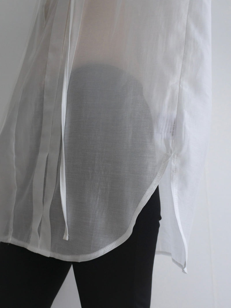 Inssense - Korean Women Fashion - #restrostyle - Sheer Glow Tie Blouse - 5