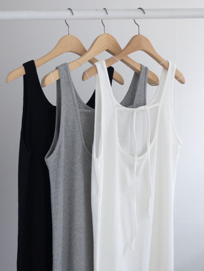 Inssense - Korean Women Fashion - #restrostyle - Side Slit Backless Cotton Maxi One-piece - 2
