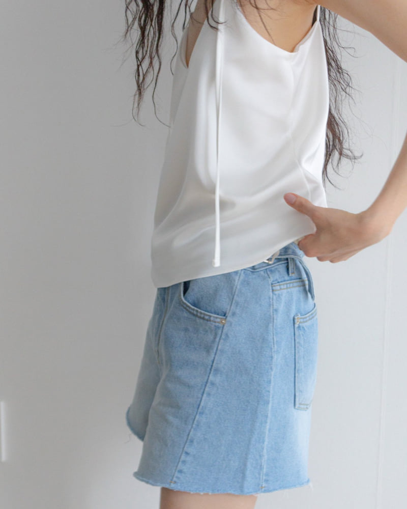 Inssense - Korean Women Fashion - #romanticstyle - Silky Strap Fabric Layered Sleeveless Blouse - 7