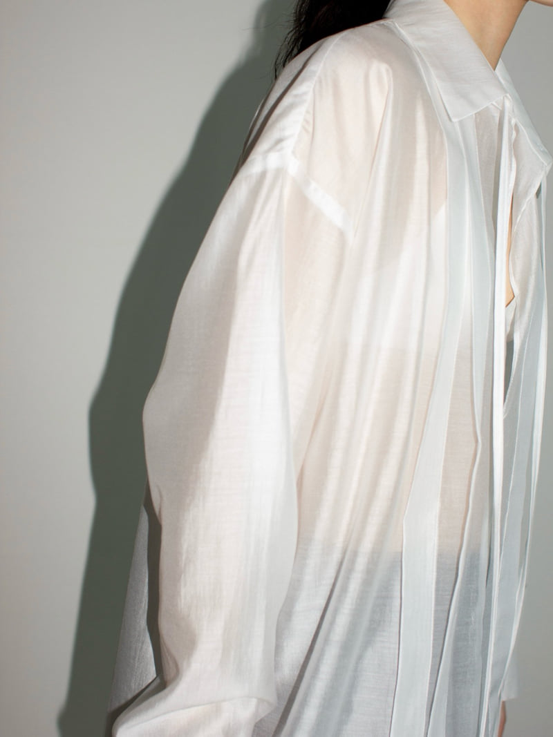 Inssense - Korean Women Fashion - #shopsmall - Sheer Glow Tie Blouse - 7