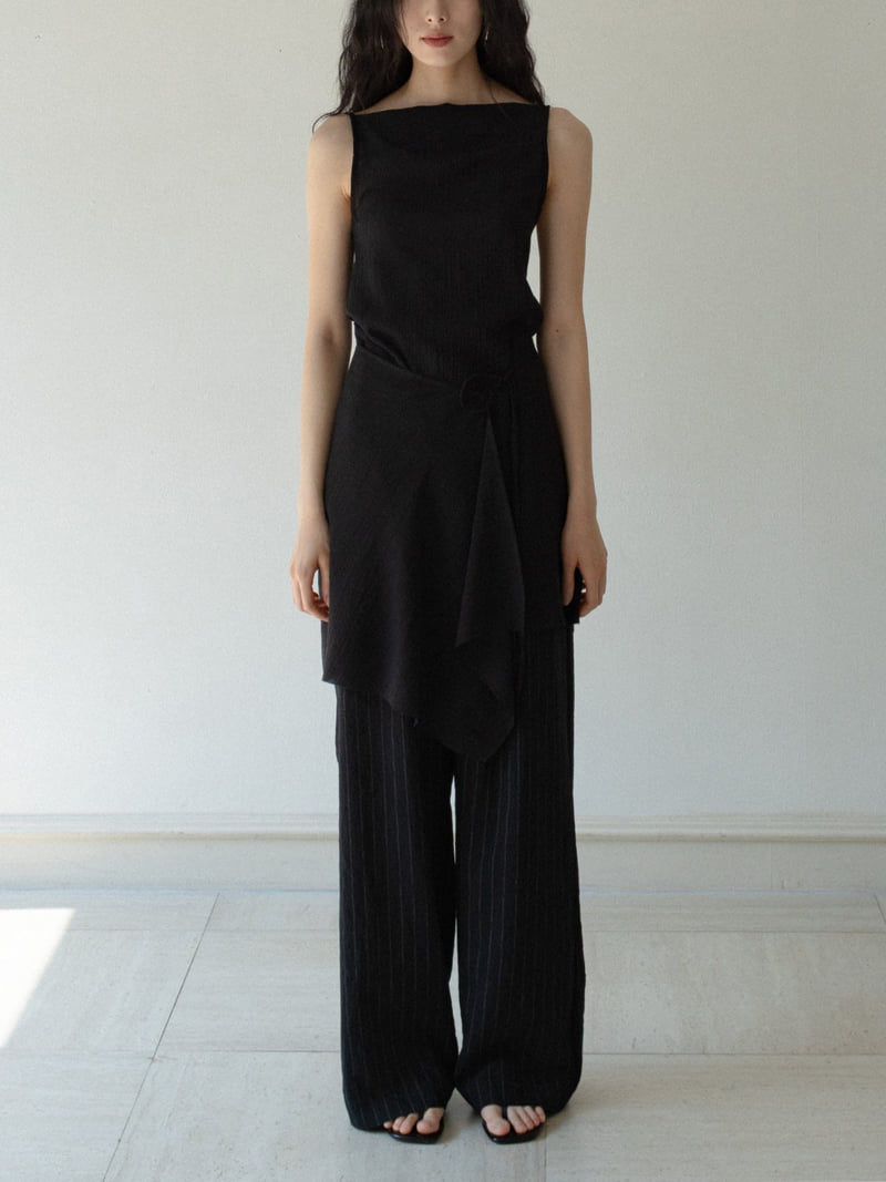 Inssense - Korean Women Fashion - #shopsmall - Crinkle Asymmetric Wrap Mini One-piece - 5