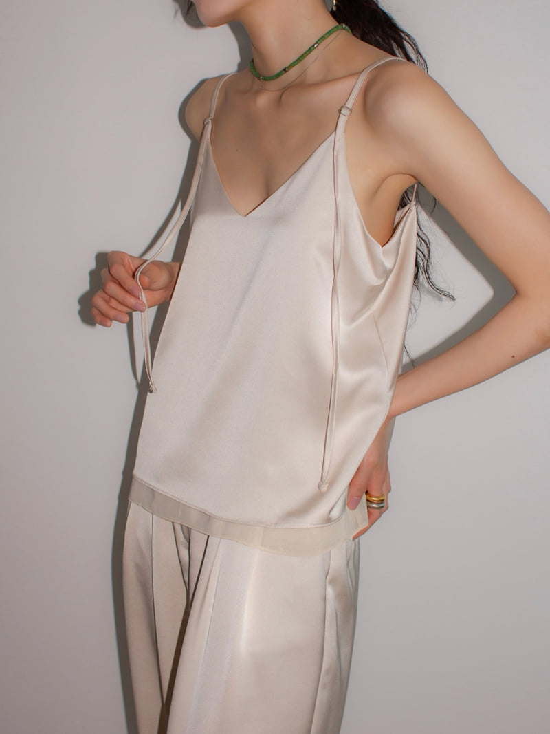 Inssense - Korean Women Fashion - #thatsdarling - Silky Strap Fabric Layered Sleeveless Blouse - 9