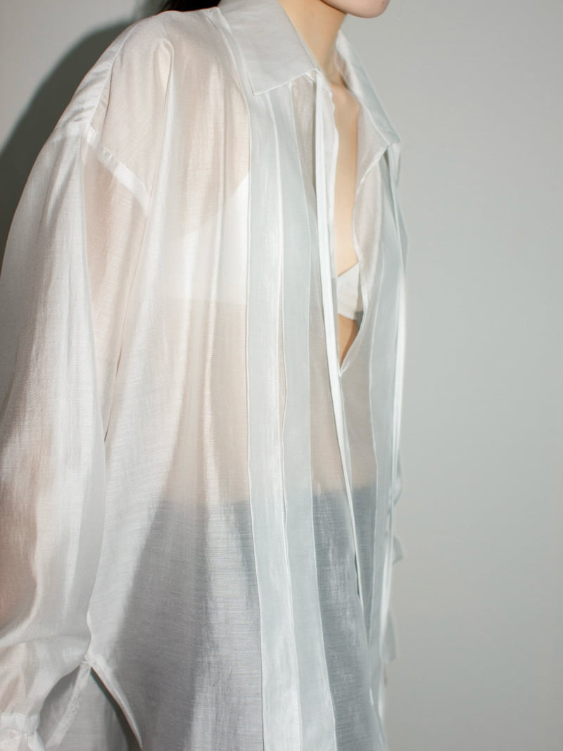 Inssense - Korean Women Fashion - #thatsdarling - Sheer Glow Tie Blouse - 8