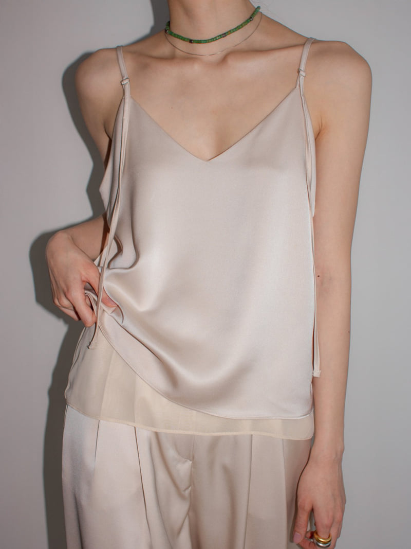 Inssense - Korean Women Fashion - #thelittlethings - Silky Strap Fabric Layered Sleeveless Blouse - 10