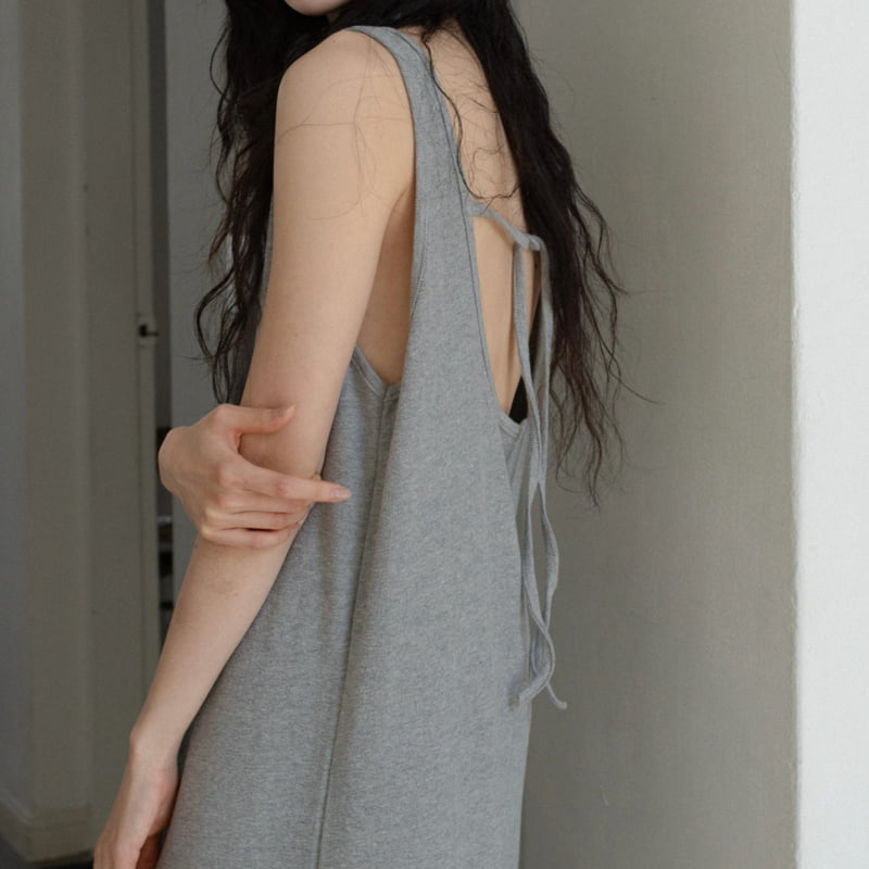 Inssense - Korean Women Fashion - #thelittlethings - Side Slit Backless Cotton Maxi One-piece - 6