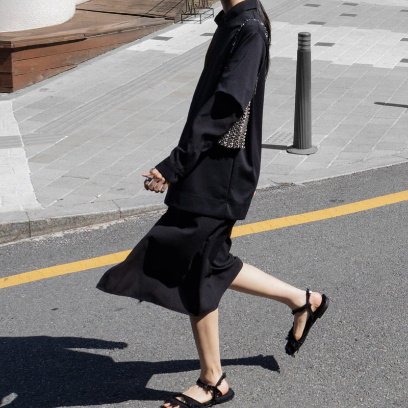 Inssense - Korean Women Fashion - #vintageinspired - Oversized Ponte Jersey Top - 10