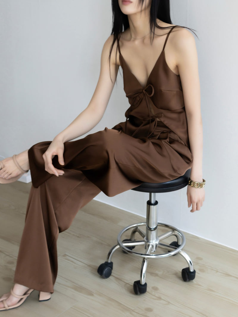Inssense - Korean Women Fashion - #vintageinspired - Pin-Tuck Silky Banded Wide Trousers - 7