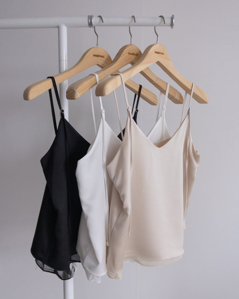 Inssense - Korean Women Fashion - #vintageinspired - Silky Strap Fabric Layered Sleeveless Blouse - 3