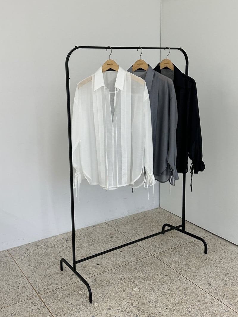 Inssense - Korean Women Fashion - #vintageinspired - Sheer Glow Tie Blouse - 2