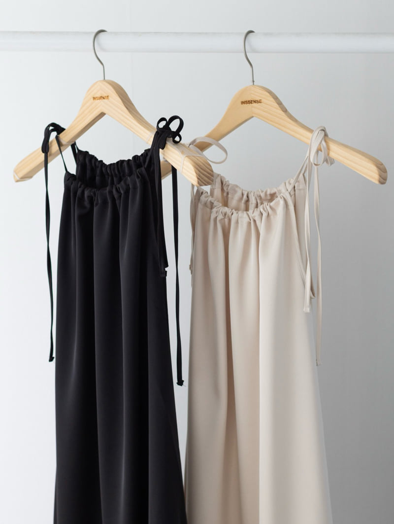Inssense - Korean Women Fashion - #vintageinspired - String Detail Silhouette Maxi Silky One-piece