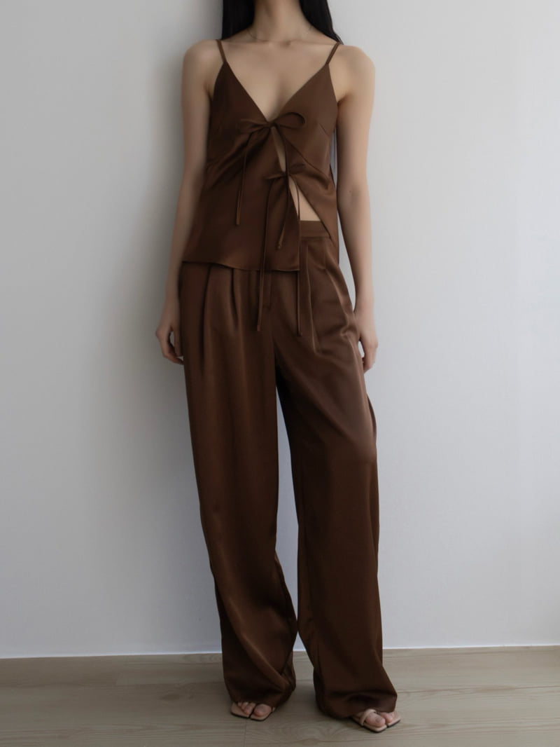 Inssense - Korean Women Fashion - #vintagekidsstyle - Pin-Tuck Silky Banded Wide Trousers - 8