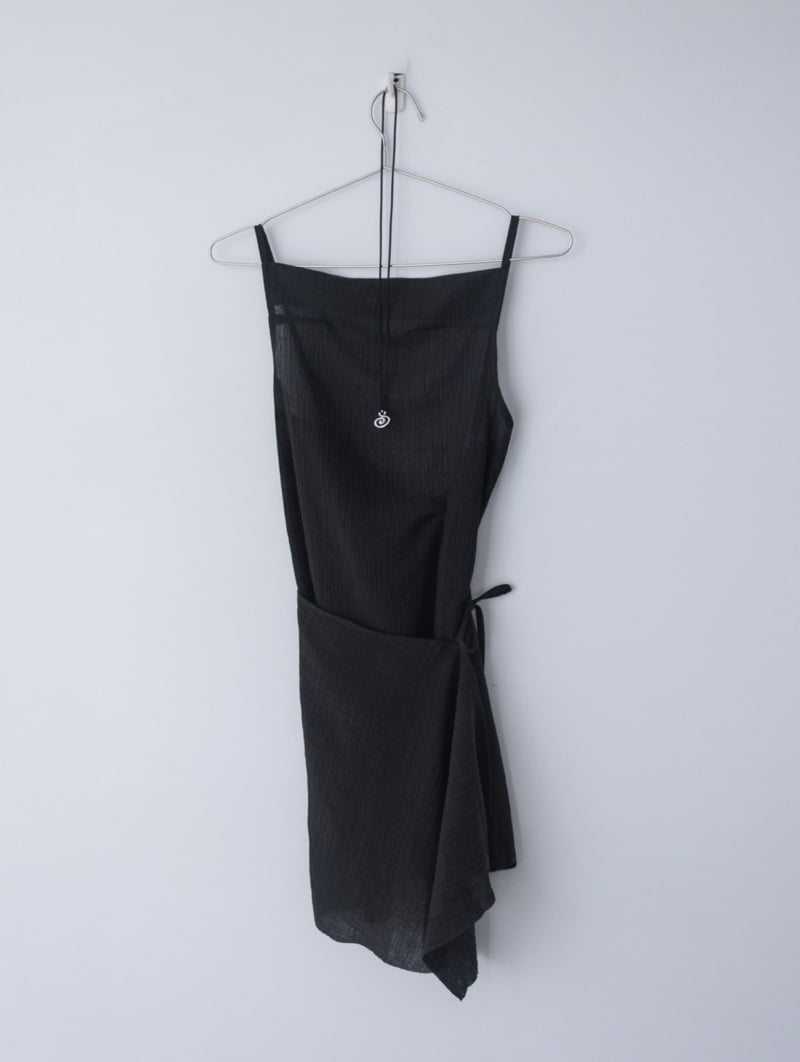 Inssense - Korean Women Fashion - #vintagekidsstyle - Crinkle Asymmetric Wrap Mini One-piece