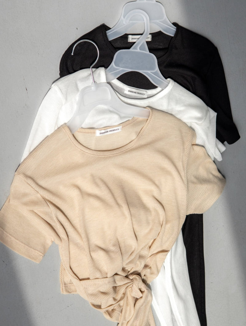 Inssense - Korean Women Fashion - #womensfashion - Tencel Sheer Waist Knot Detail Tee - 3