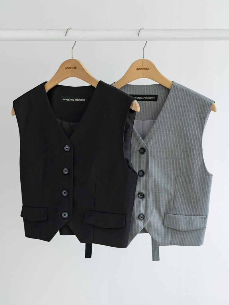 Inssense - Korean Women Fashion - #womensfashion - Back Belt Detail Vest