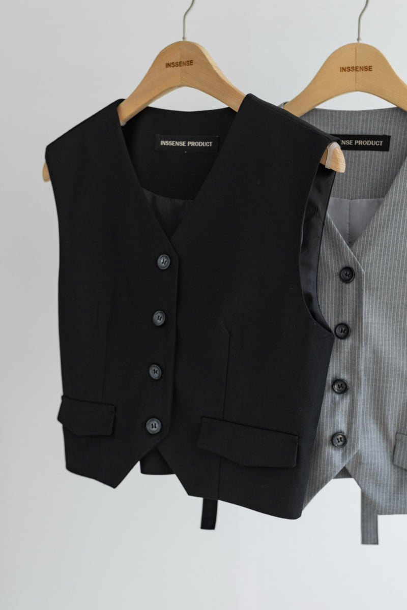 Inssense - Korean Women Fashion - #womensfashion - Back Belt Detail Vest - 5