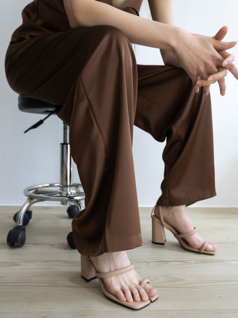 Inssense - Korean Women Fashion - #womensfashion - Pin-Tuck Silky Banded Wide Trousers - 6