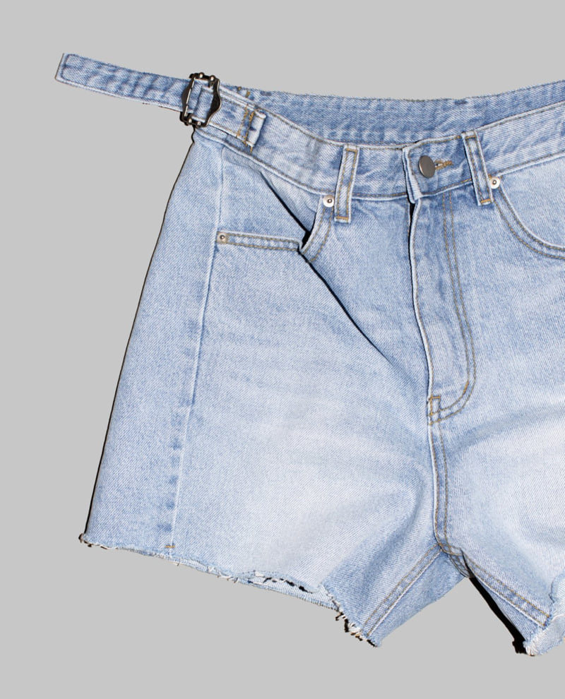 Inssense - Korean Women Fashion - #womensfashion - Side Slit Bead Detail Denim Shorts - 3
