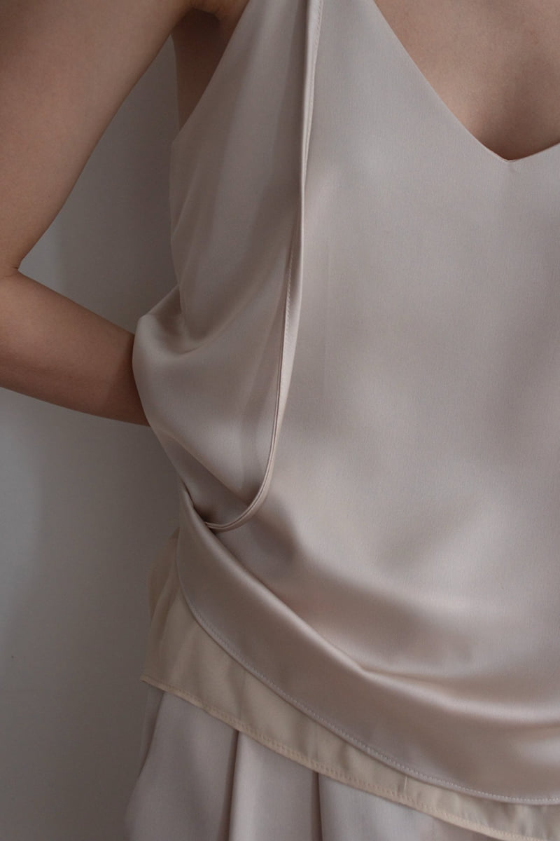 Inssense - Korean Women Fashion - #womensfashion - Silky Strap Fabric Layered Sleeveless Blouse - 12