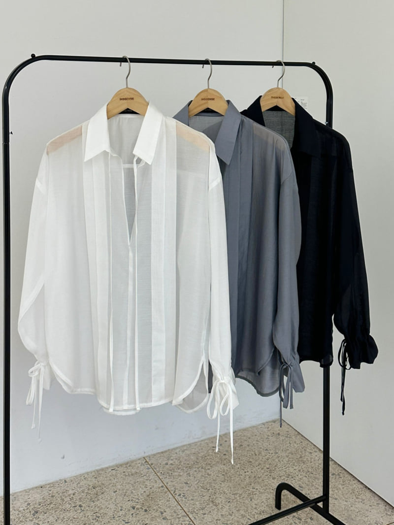 Inssense - Korean Women Fashion - #womensfashion - Sheer Glow Tie Blouse