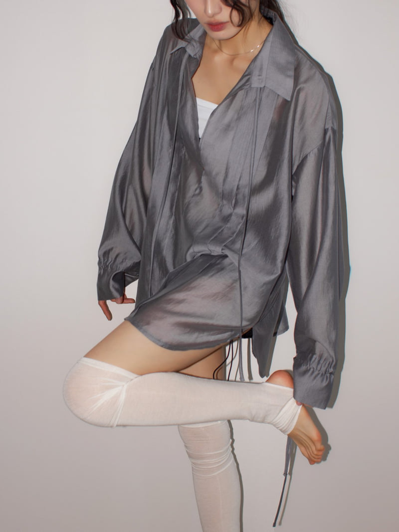 Inssense - Korean Women Fashion - #womensfashion - Sheer Glow Tie Blouse - 11