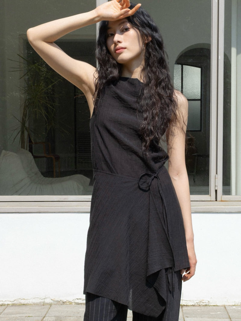 Inssense - Korean Women Fashion - #womensfashion - Crinkle Asymmetric Wrap Mini One-piece - 11