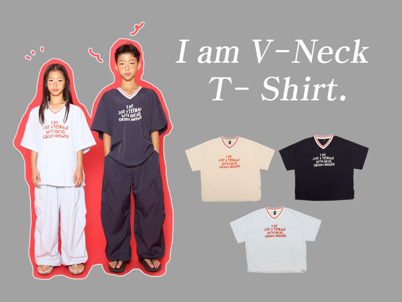 Jenny Basic - Korean Children Fashion - #kidsshorts - I Am V-neck Tee
