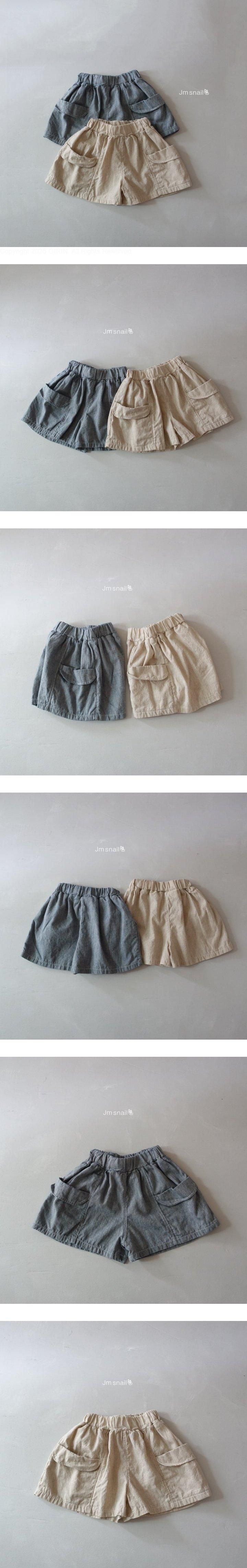 Jm Snail - Korean Children Fashion - #childofig - Bio Linen Denim Pocket Shorts